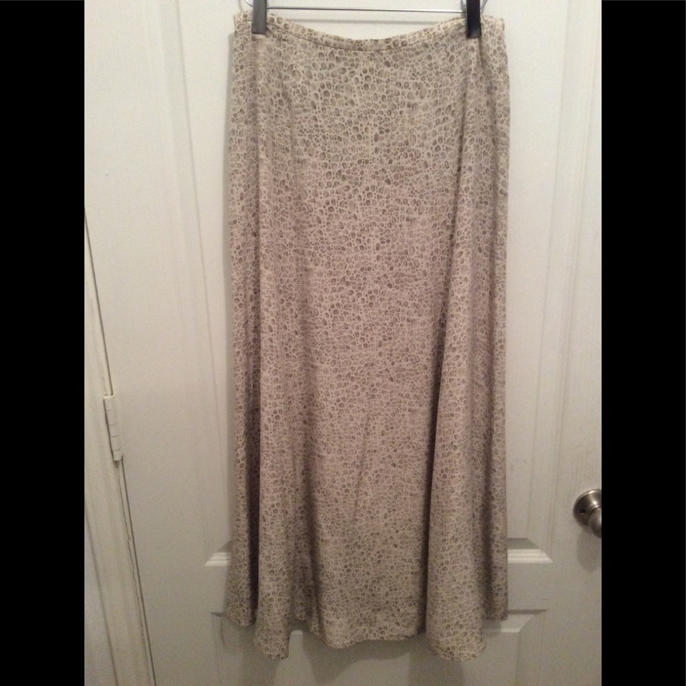 100% Silk; animal print long skirt